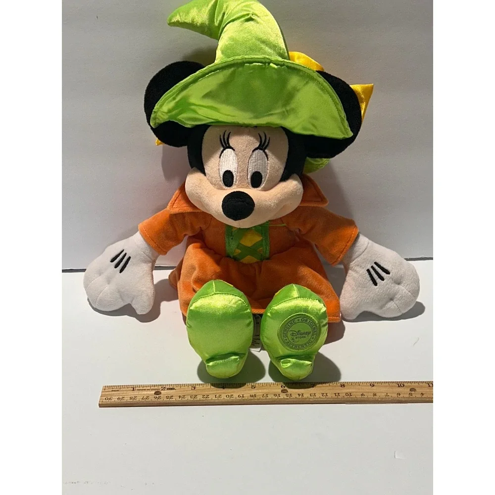 Disney Store Minnie Mouse Halloween Witch 2014 Plush Orange Green 11 inch